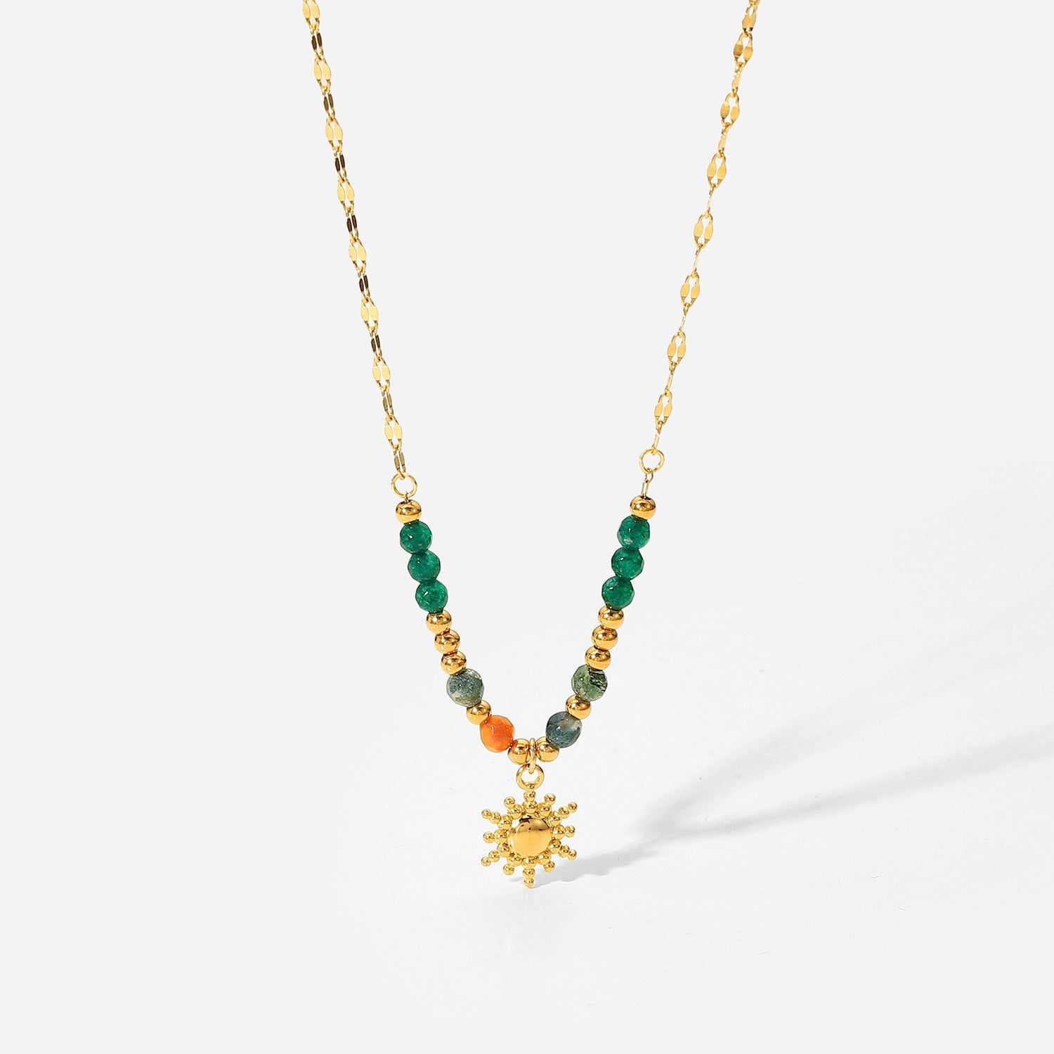 Mindy – Halskette Goldene Sonne mit Naturstein