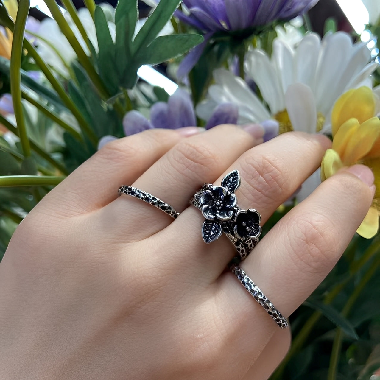 Camille – Eleganter Silberring Vintage Blume