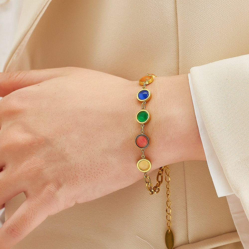 Maisie – Armband Gold mit Farbstein