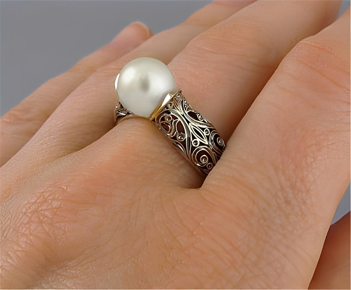 Isabelle – Vintage Goldener Ring mit Perle