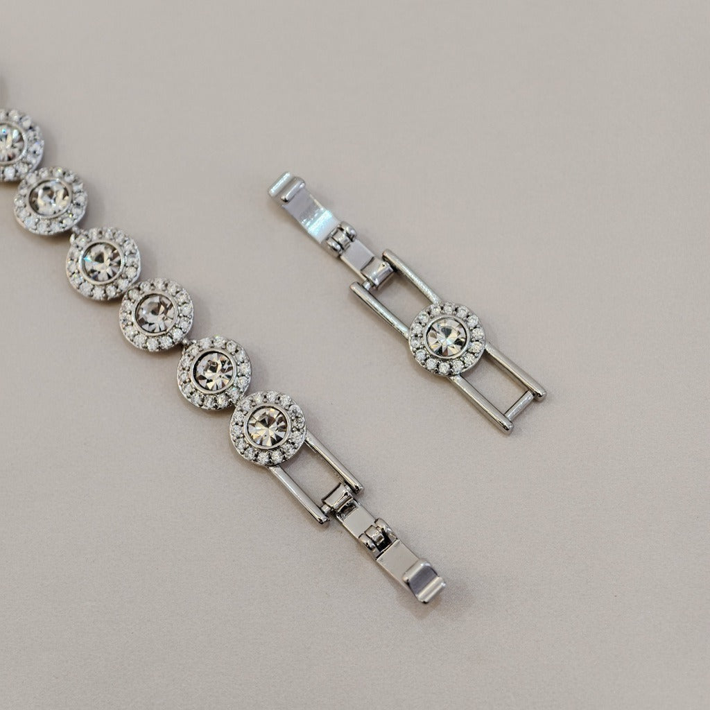 Victoria – Halskette und Armband mit glänzendem Rundknopf