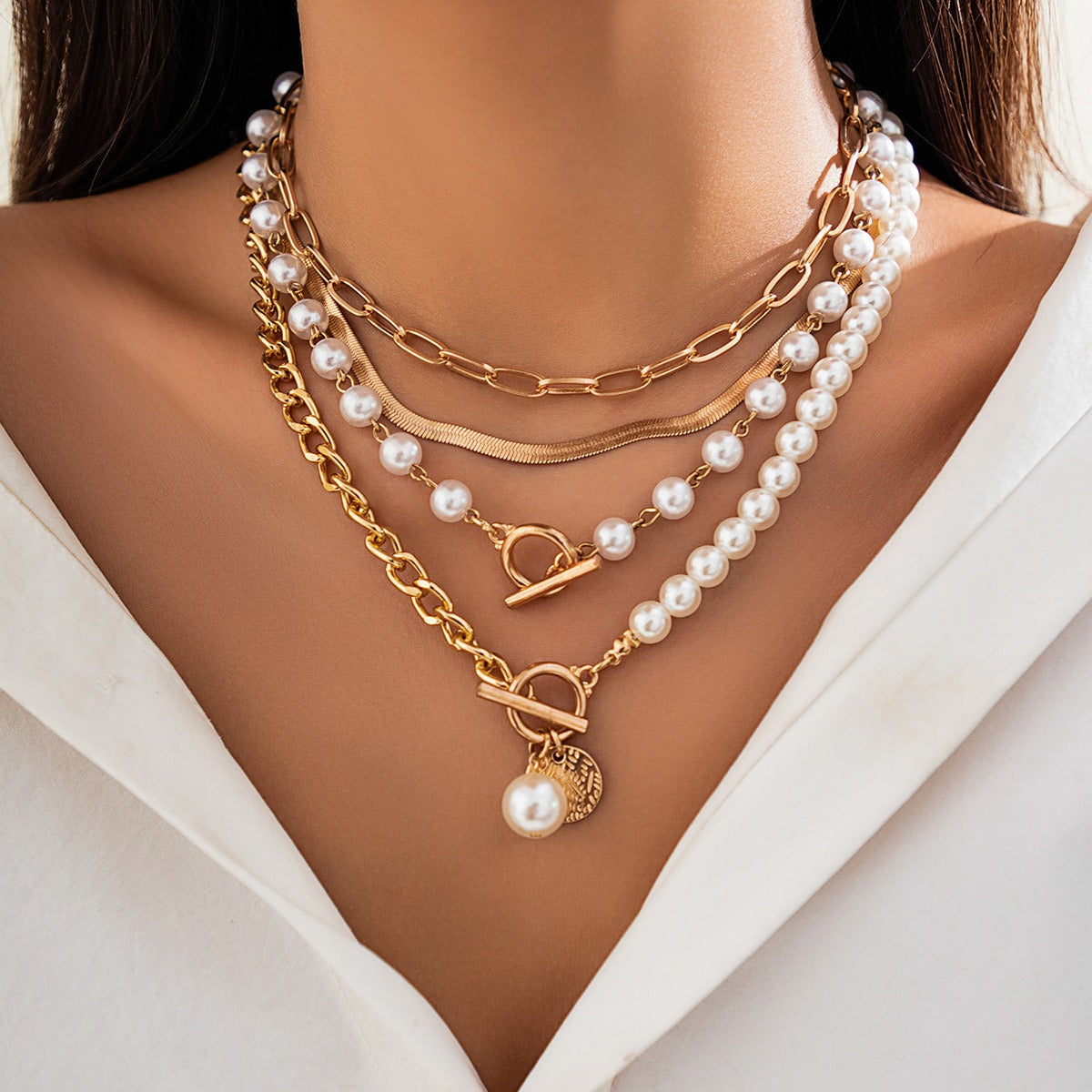 Alba – Gold Layer Halskette mit Perlen