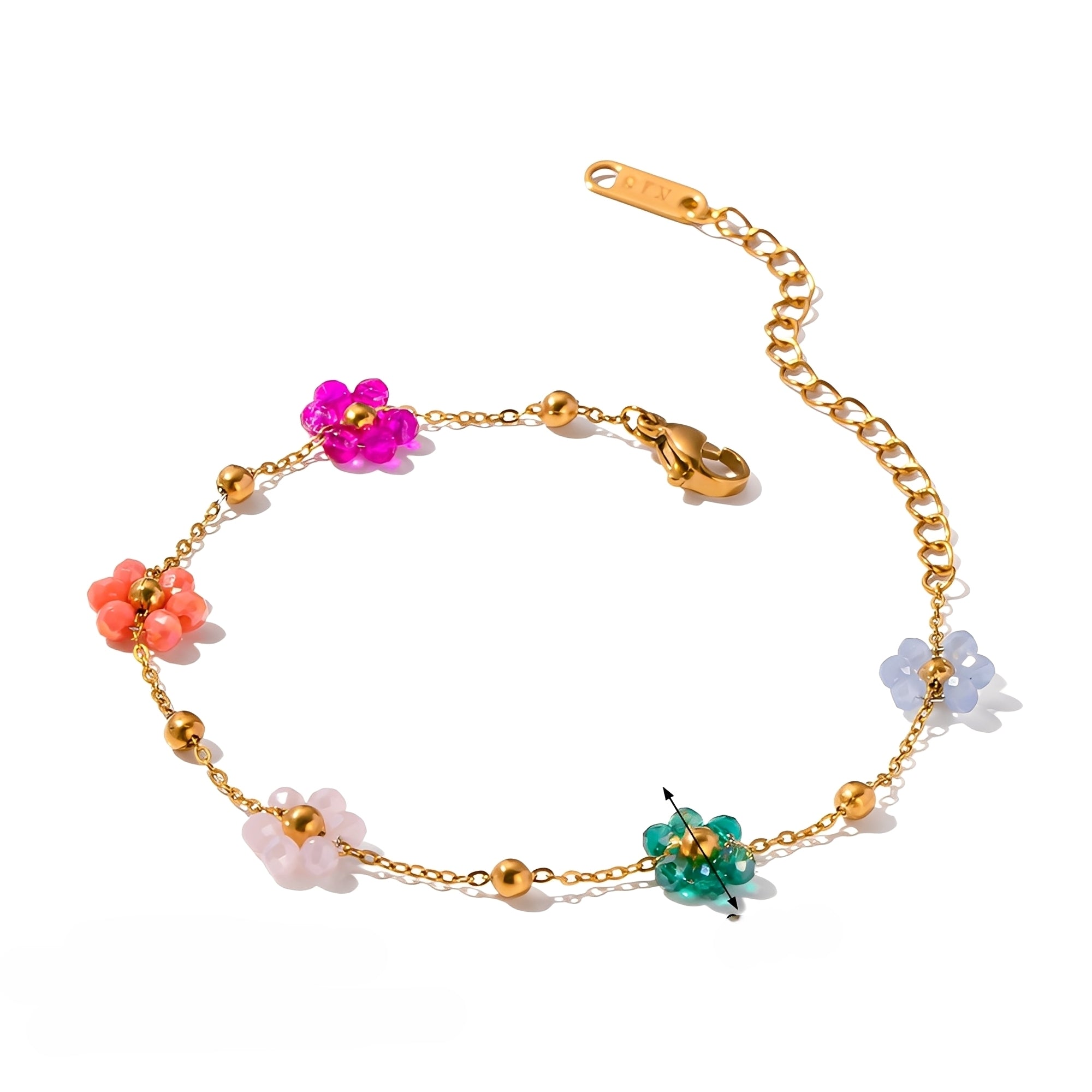 Roseline – Armband Gold mit kleinen bunten Blumen