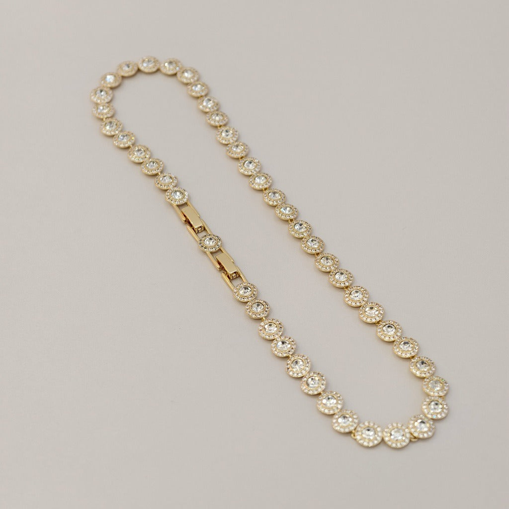 Victoria – Halskette und Armband mit glänzendem Rundknopf