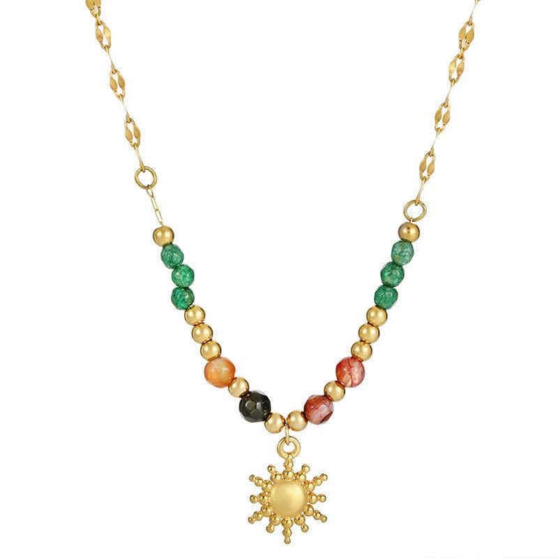 Mindy – Halskette Goldene Sonne mit Naturstein