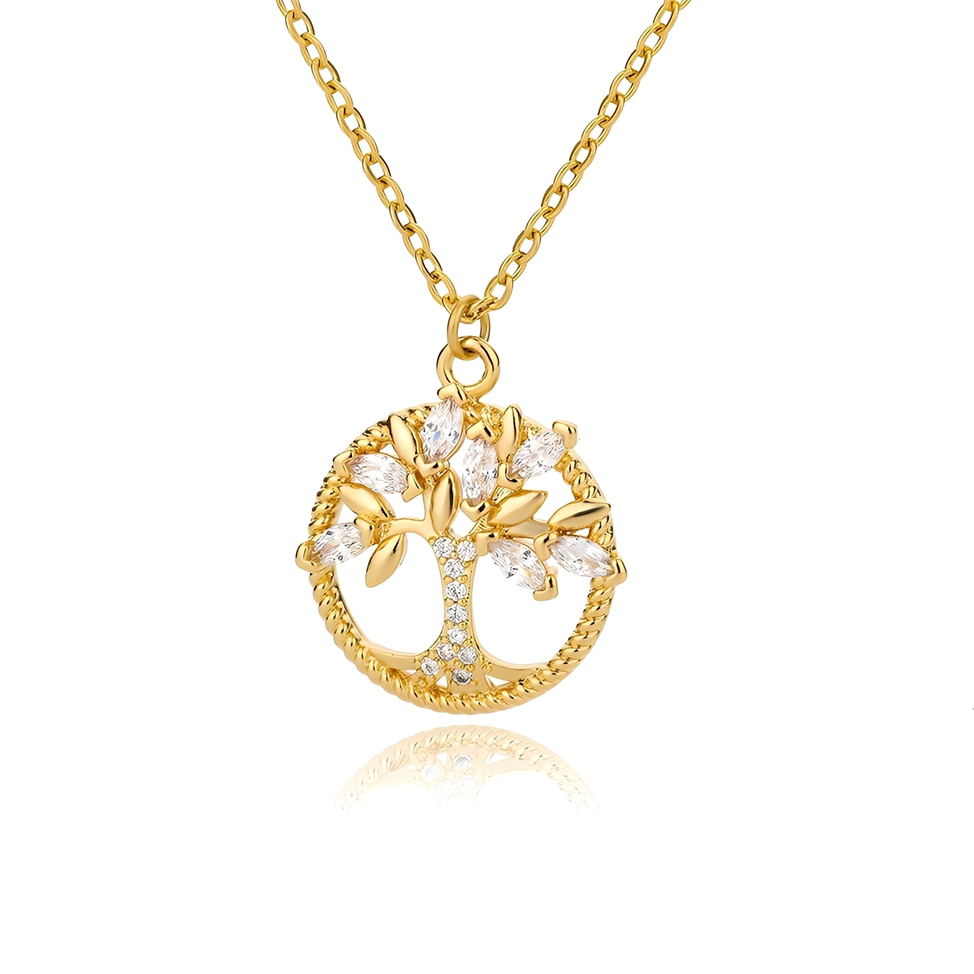 Toshi – Kette Lebensbaum aus Gold mit Zirkonia