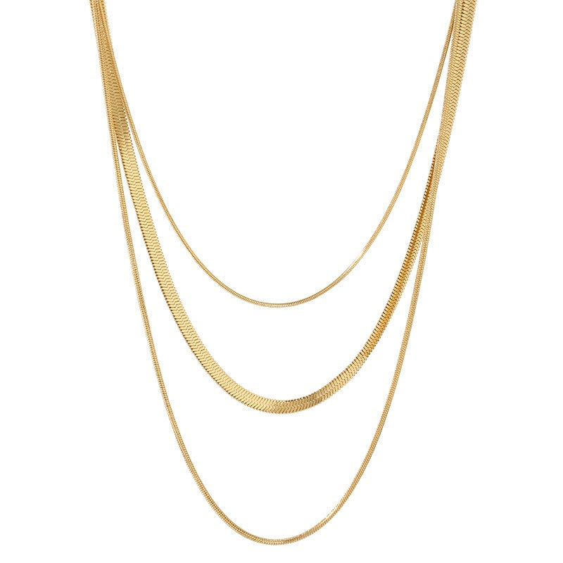 Ashley – Goldene 3-Reihige Schlangenkette Halskette