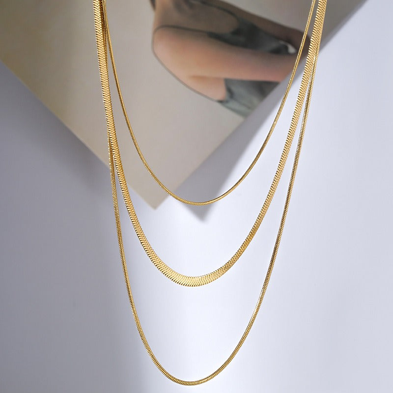 Ashley – Goldene 3-Reihige Schlangenkette Halskette
