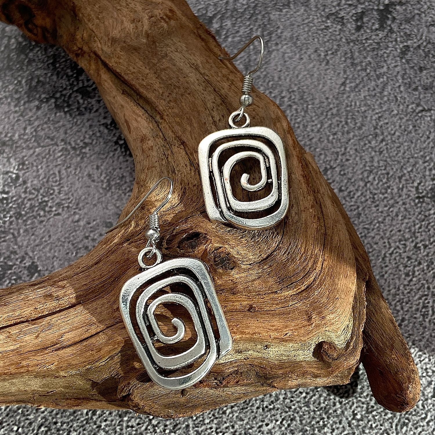 Eva – Spiral-Ohrringe Retro in Silber