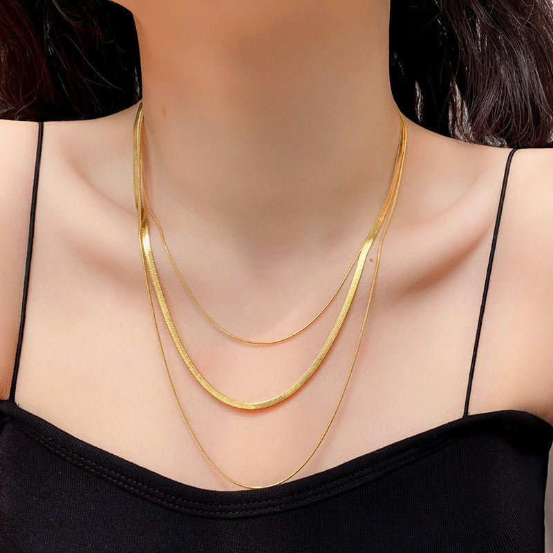 Ashley – Goldene 3-Reihige Schlangenkette Halskette