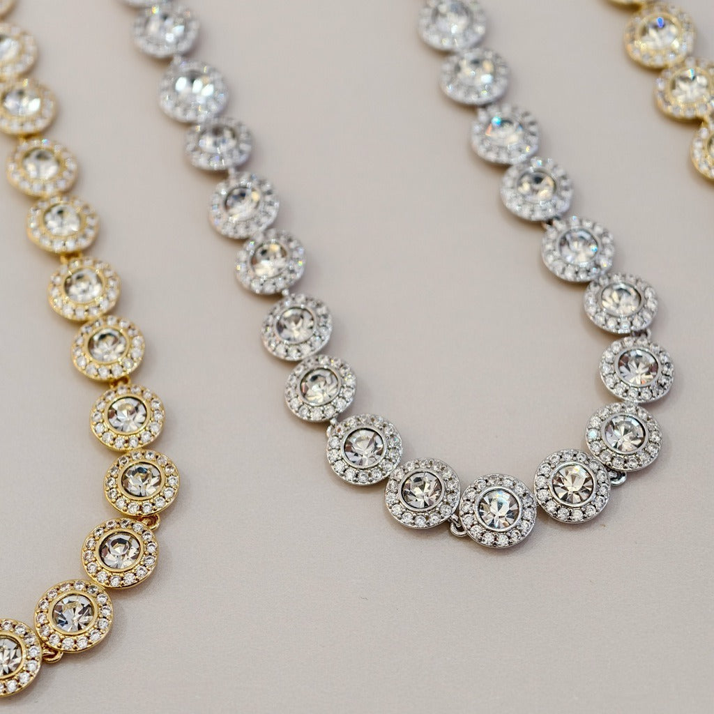 Victoria – Halskette und Armband mit glänzendem Rundknopf