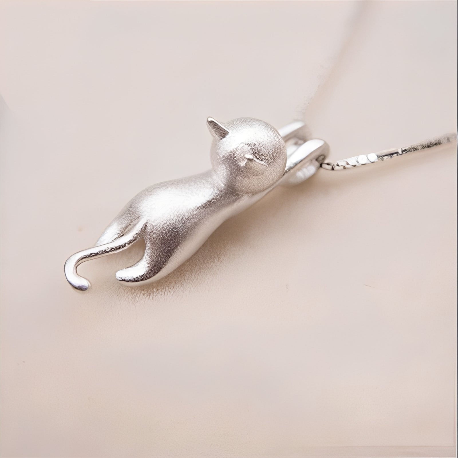 Lean – Schmuckset Katze Sandgestrahlt in Silber