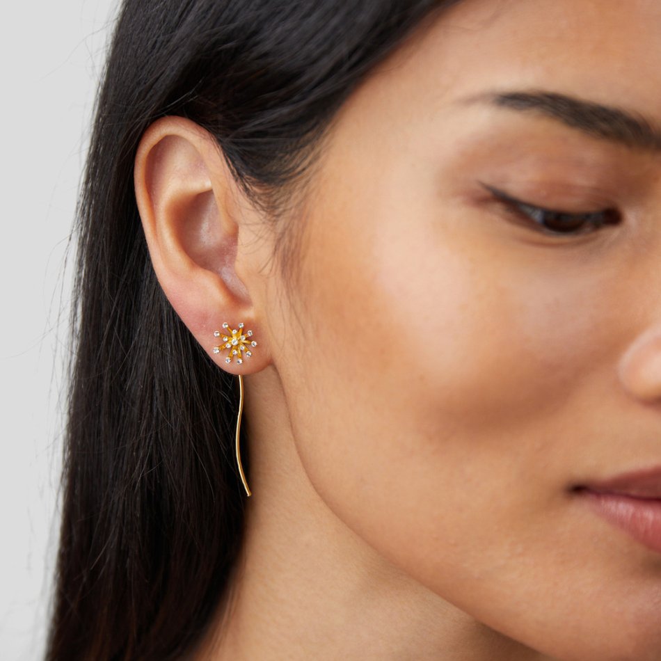 Wunsch Dir Etwas Löwenzahn 18K Gold Ohrringe