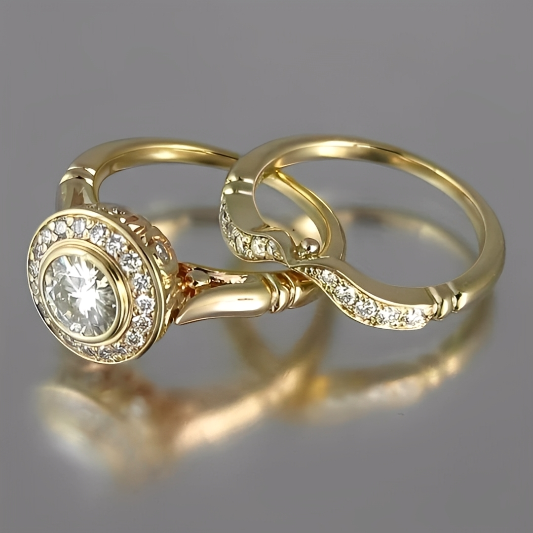 Clara – Set Goldene Ringe Mikro-Eingefasst
