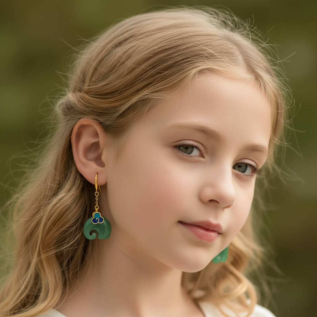 Elly – Elegante Ohrringe Grünes Retro-Element