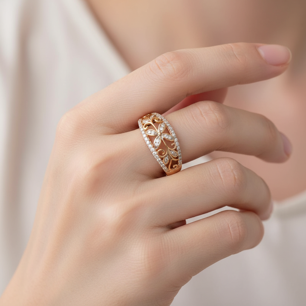 Athisa – Blumenring aus strahlendem Kristall