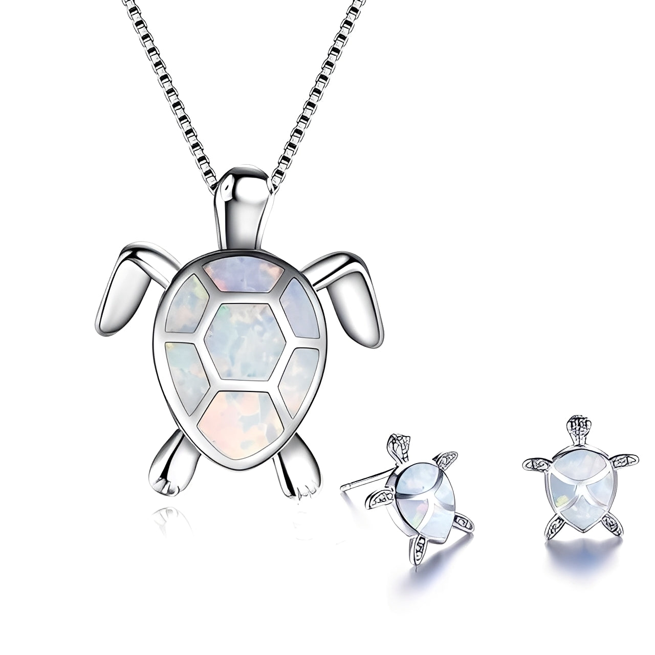 Tricia – Schmuckset Schildkröte in Silber & Opal
