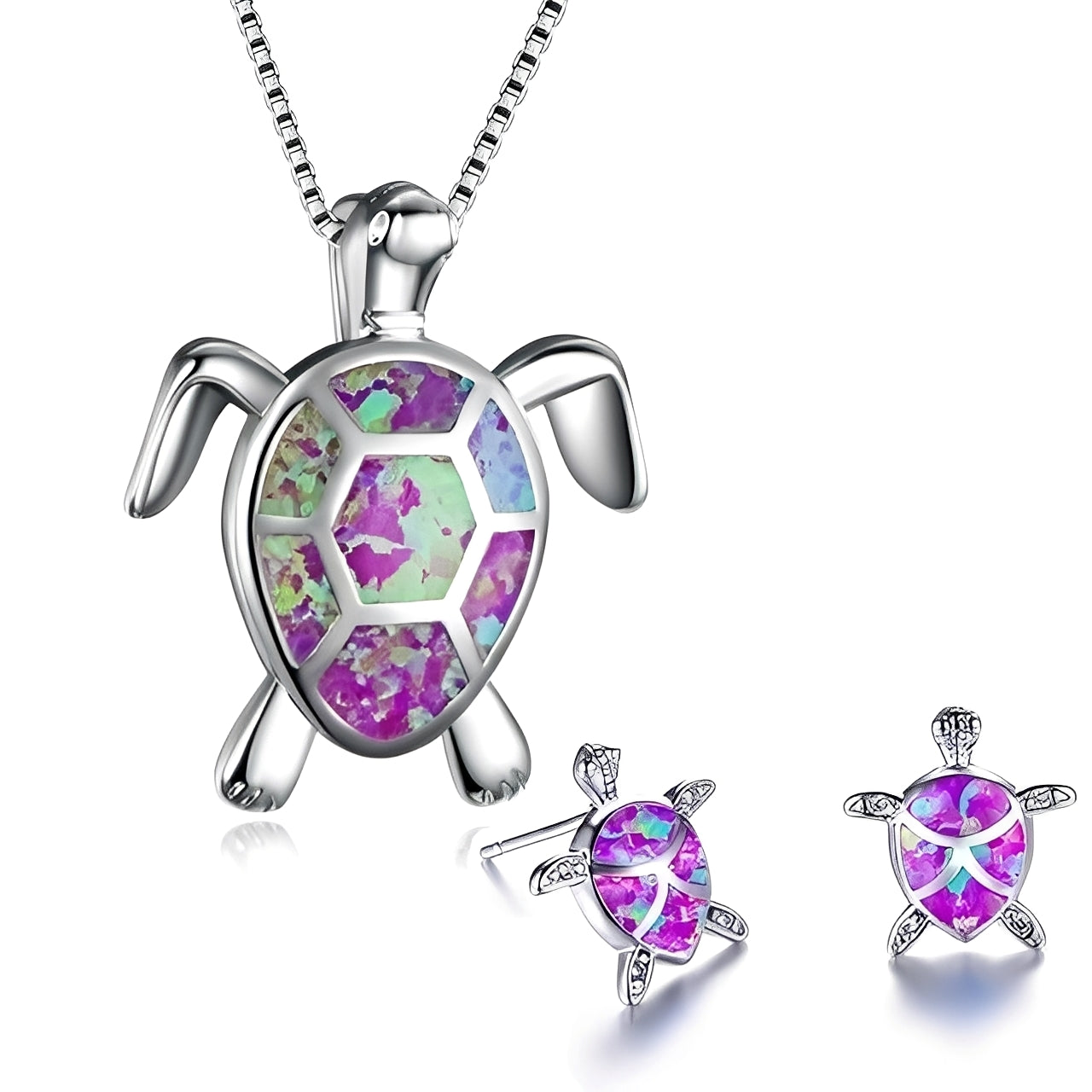 Tricia – Schmuckset Schildkröte in Silber & Opal