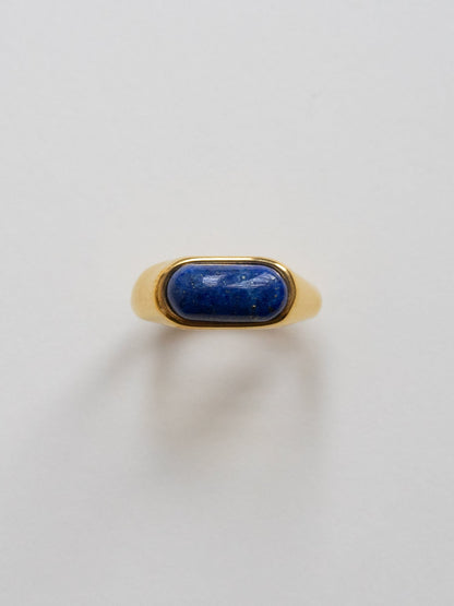 Aria - Blauer Stein Glatter Goldring
