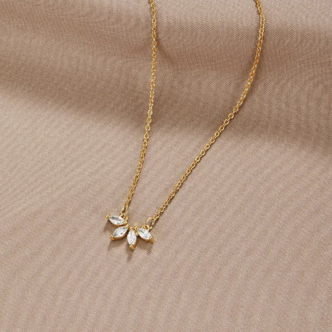 Tiffany – Halskette Anhänger Blatt aus Kristall