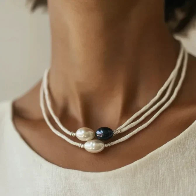 Camille – Collier Eleganz Perlen Bicolores